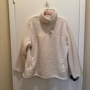 Cozy Sherpa Quarter Zip Pullover Cream Women’s XL